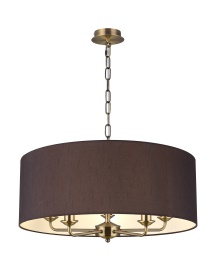 DK0660  Banyan 60cm 5 Light Pendant Antique Brass, Black